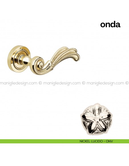 Maniglia per porta Onda Poggi Mariani con rosetta semplice nickel lucido - ONV