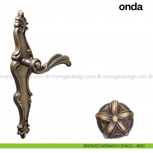 Maniglia per porta con placca Onda Poggi Mariani bronzo satinato opaco - BSO cieca