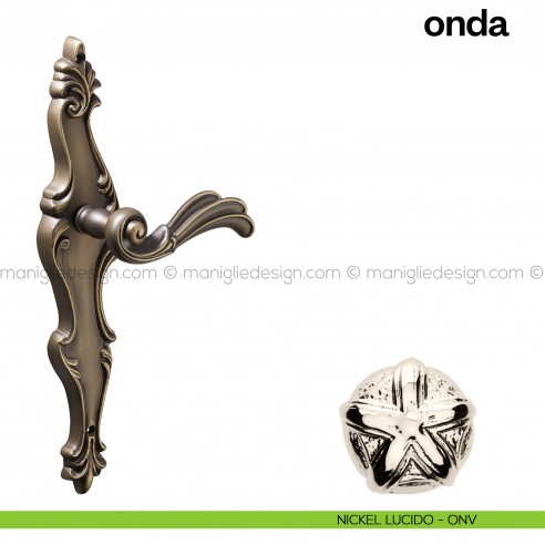 Maniglia per porta con placca Onda Poggi Mariani nickel lucido - ONV cieca