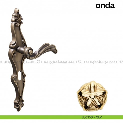 Maniglia per porta con placca Onda Poggi Mariani lucido - OLV foro patent