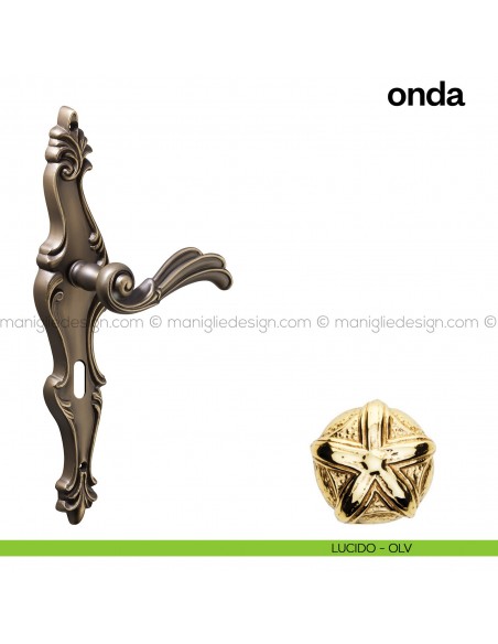 Maniglia per porta con placca Onda Poggi Mariani lucido - OLV foro patent