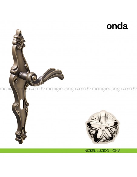 Maniglia per porta con placca Onda Poggi Mariani nickel lucido - ONV foro patent