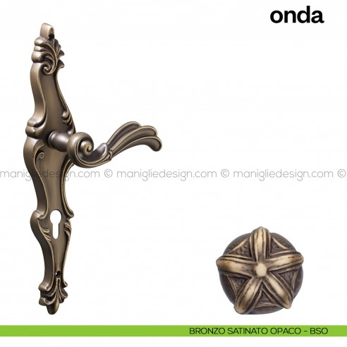 Maniglia per porta con placca Onda Poggi Mariani bronzo satinato opaco - BSO foro yale
