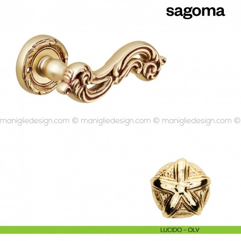 Maniglia per porta Sagoma Poggi Mariani con rosetta tonda lucido - OLV