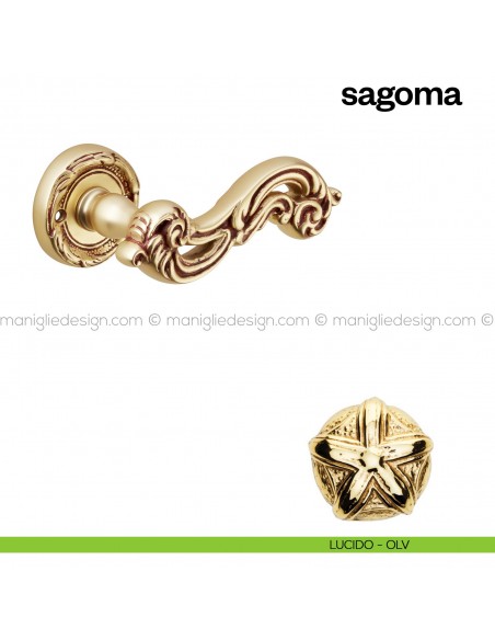 Maniglia per porta Sagoma Poggi Mariani con rosetta tonda lucido - OLV