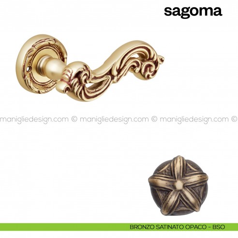 Maniglia per porta Sagoma Poggi Mariani con rosetta tonda bronzo satinato opaco - BSO
