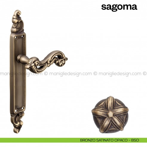 Maniglia per porta con placca Sagoma Poggi Mariani bronzo satinato opaco - BSO cieca