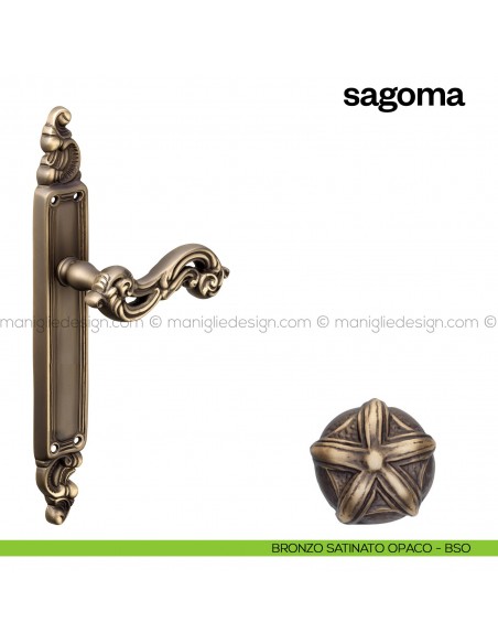 Maniglia per porta con placca Sagoma Poggi Mariani bronzo satinato opaco - BSO cieca