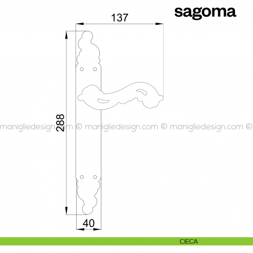 Maniglia per porta con placca Sagoma Poggi Mariani cieca