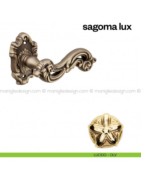 Maniglia per porta Sagoma Lux Poggi Mariani con rosetta tonda lucido - OLV