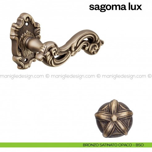 Maniglia per porta Sagoma Lux Poggi Mariani con rosetta tonda bronzo satinato opaco - BSO