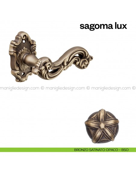 Maniglia per porta Sagoma Lux Poggi Mariani con rosetta tonda bronzo satinato opaco - BSO