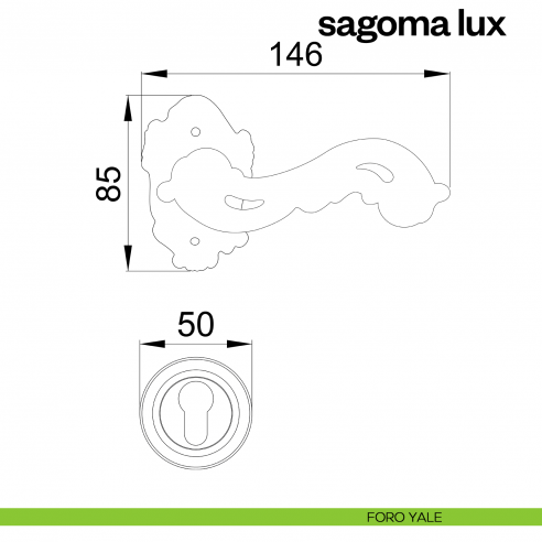 Maniglia per porta Sagoma Lux Poggi Mariani con rosetta tonda foro yale