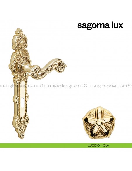 Maniglia per porta con placca Sagoma Lux Poggi Mariani lucido - OLV foro patent