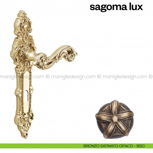 Maniglia per porta con placca Sagoma Lux Poggi Mariani bronzo satinato opaco - BSO foro patent