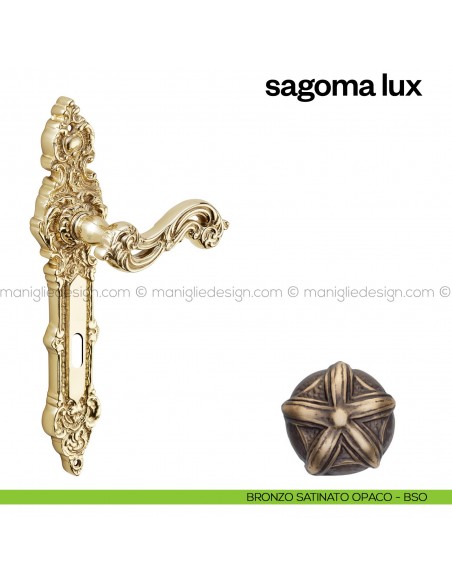 Maniglia per porta con placca Sagoma Lux Poggi Mariani bronzo satinato opaco - BSO foro patent