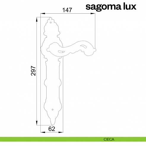 Maniglia per porta con placca Sagoma Lux Poggi Mariani cieca