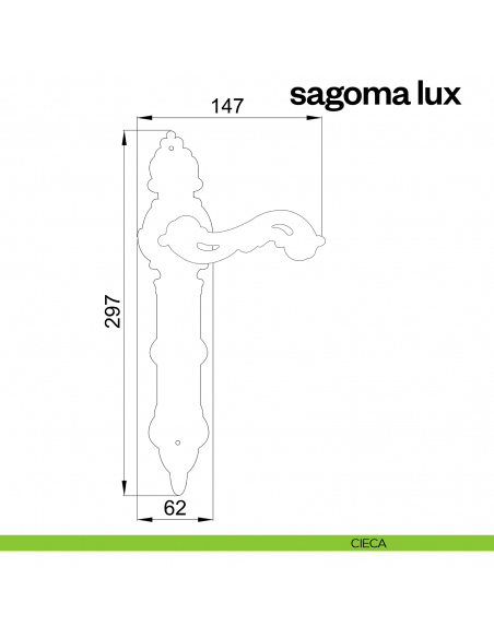 Maniglia per porta con placca Sagoma Lux Poggi Mariani cieca