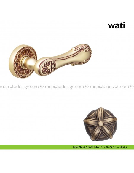 Maniglia per porta Wati Poggi Mariani con rosetta tonda Bronzo satinato opaco - BSO