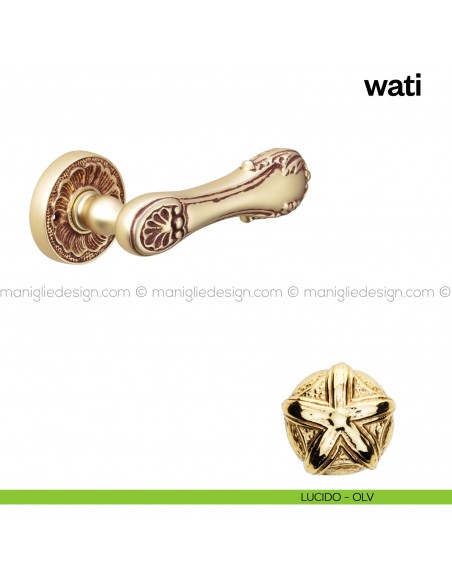 Maniglia per porta Wati Poggi Mariani con rosetta tonda Lucido - OLV