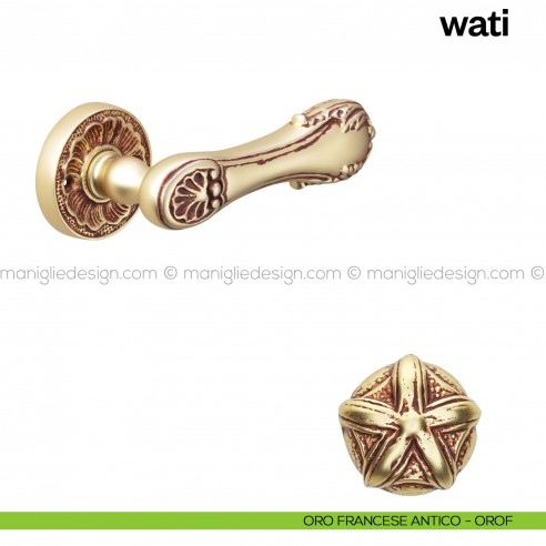 Maniglia per porta Wati Poggi Mariani con rosetta tonda Oro francese antico - OROF