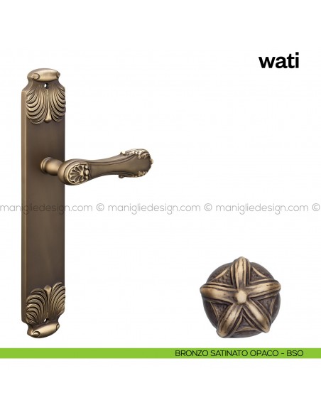 Maniglia per porta con placca Wati Poggi Mariani bronzo satinato opaco - BSO cieca