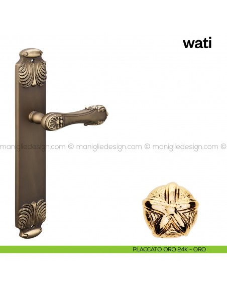 Maniglia per porta con placca Wati Poggi Mariani placcato oro 24K - ORO cieca