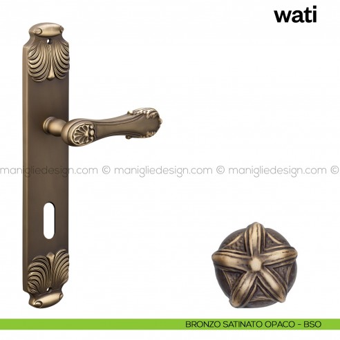 Maniglia per porta con placca Wati Poggi Mariani  bronzo satinato opaco - BSO foro patent
