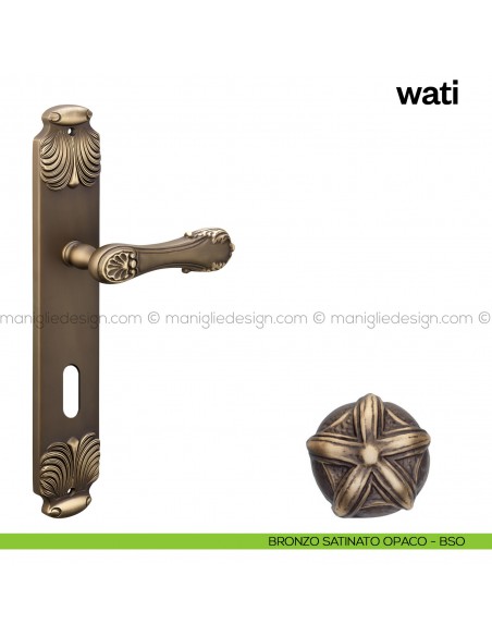 Maniglia per porta con placca Wati Poggi Mariani  bronzo satinato opaco - BSO foro patent