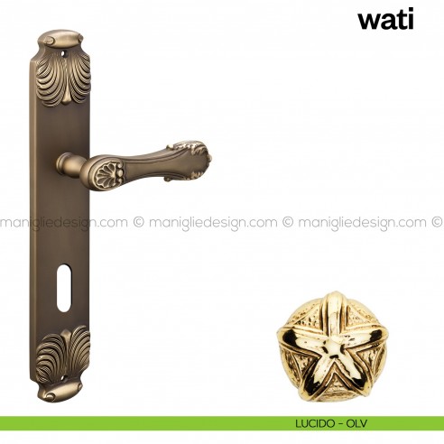 Maniglia per porta con placca Wati Poggi Mariani lucido - OLV foro patent