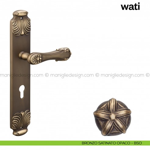 Maniglia per porta con placca Wati Poggi Mariani bronzo satinato opaco - BSO foro yale