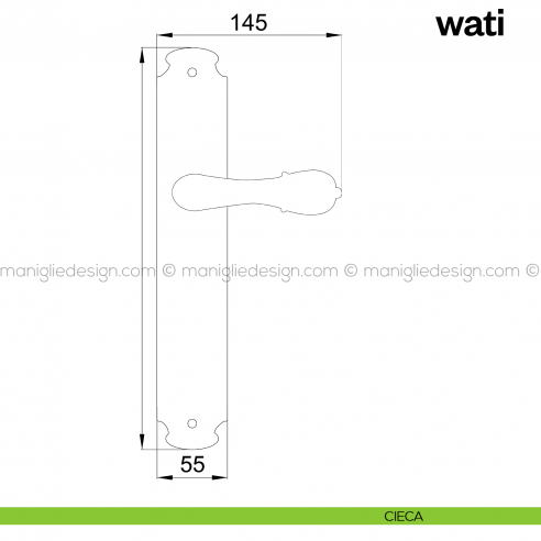 Maniglia per porta con placca Wati Poggi Mariani cieca