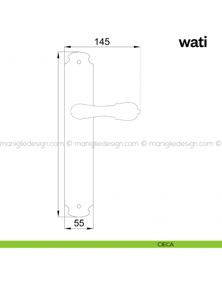 Maniglia per porta con placca Wati Poggi Mariani cieca