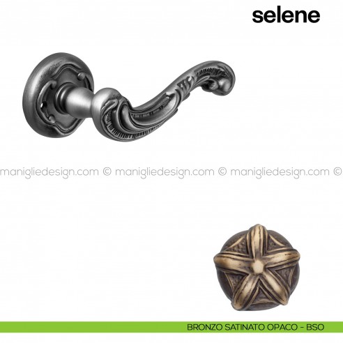 Maniglia per porta Selene Poggi Mariani con rosetta tonda bronzo satinato opaco - BSO