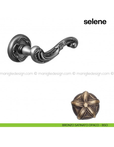Maniglia per porta Selene Poggi Mariani con rosetta tonda bronzo satinato opaco - BSO