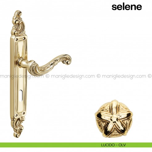 Maniglia per porta con placca Selene Poggi Mariani lucido - OLV foro patent