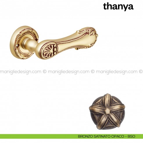 Maniglia per porta Thanya Poggi Mariani con rosetta tonda bronzo satinato opaco - BSO