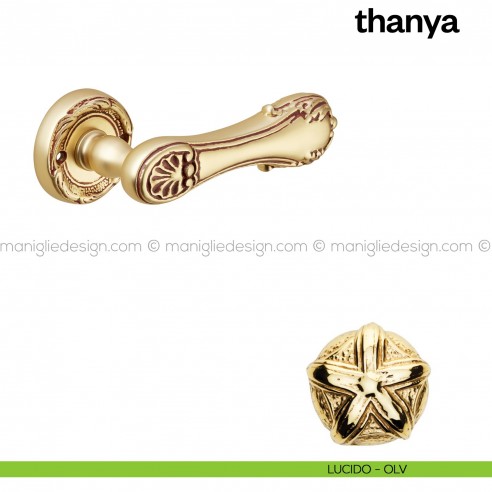 Maniglia per porta Thanya Poggi Mariani con rosetta tonda lucido - OLV