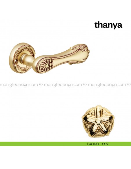 Maniglia per porta Thanya Poggi Mariani con rosetta tonda lucido - OLV