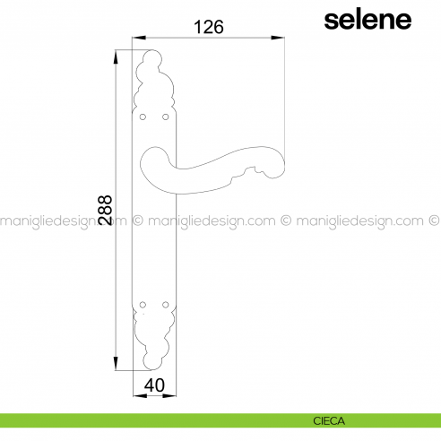Maniglia per porta con placca Selene Poggi Mariani cieca