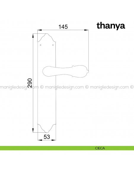 Maniglia per porta con placca Thanya Poggi Mariani cieca