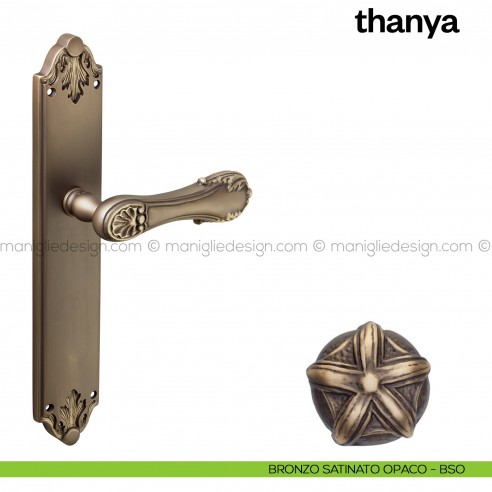 Maniglia per porta con placca Thanya Poggi Mariani Bronzo satinato opaco - BSO cieca