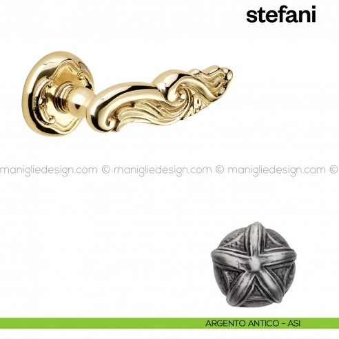 Maniglia per porta Stefani Poggi Mariani con rosetta tonda argento antico - ASI