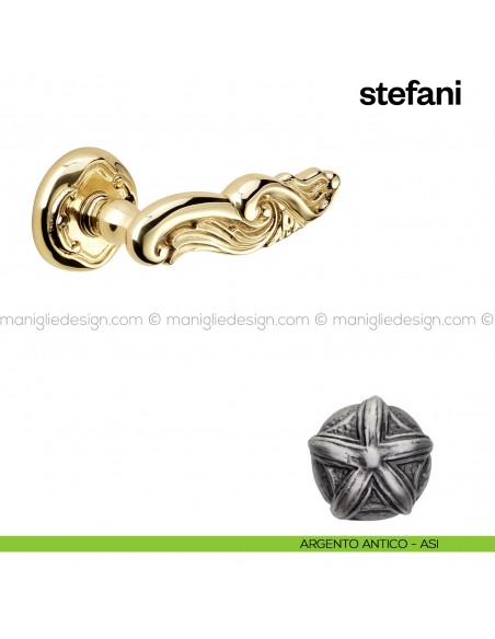 Maniglia per porta Stefani Poggi Mariani con rosetta tonda argento antico - ASI