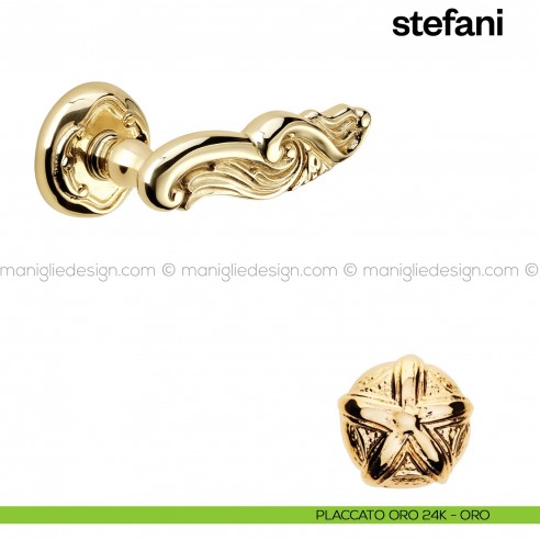Maniglia per porta Stefani Poggi Mariani con rosetta tonda placcato oro 24K - ORO