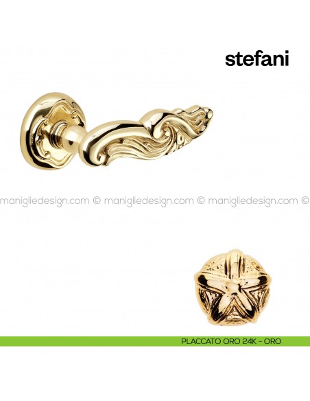 Maniglia per porta Stefani Poggi Mariani con rosetta tonda placcato oro 24K - ORO