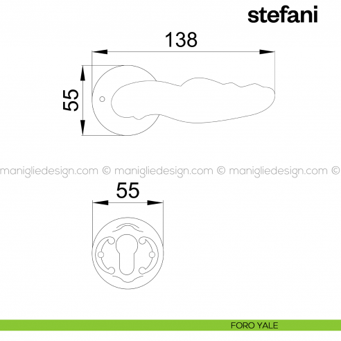 Maniglia per porta Stefani Poggi Mariani con rosetta tonda foro yale