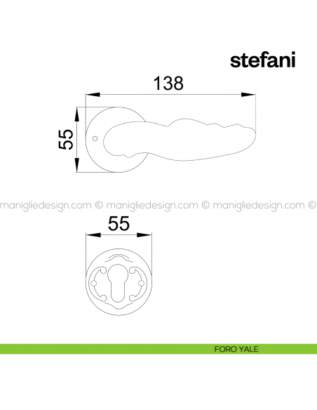 Maniglia per porta Stefani Poggi Mariani con rosetta tonda foro yale