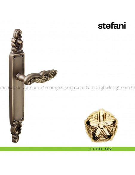Maniglia per porta con placca Stefani Poggi Mariani lucido - OLV cieca