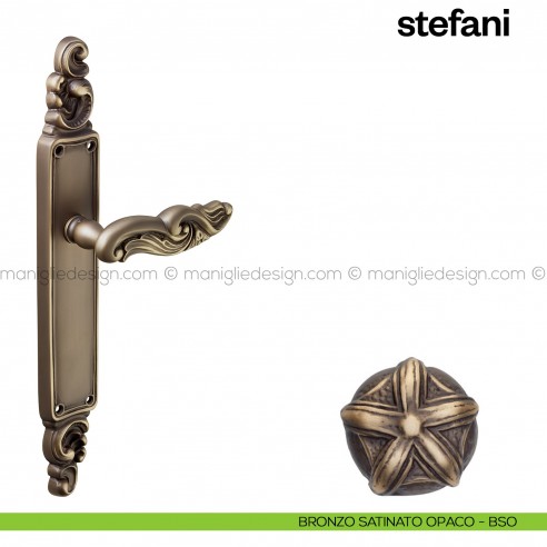 Maniglia per porta con placca Stefani Poggi Mariani bronzo satinato opaco - BSO cieca